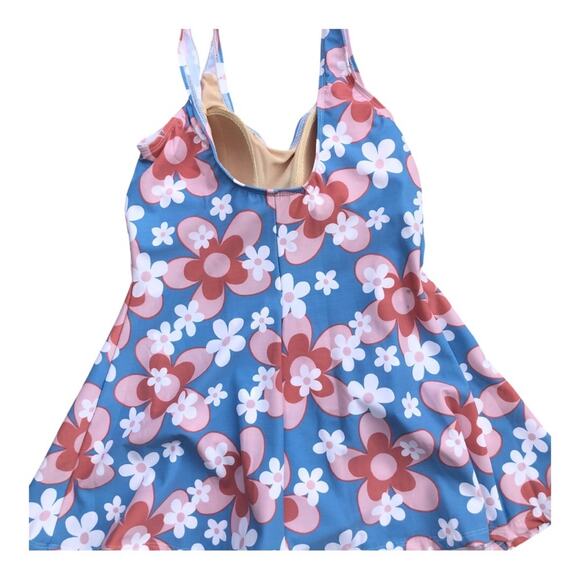 Esther Williams NWT Retro Chic Let Fun Bloom One Piece Swim Dress Shorts Size 10 - Picture 7 of 14